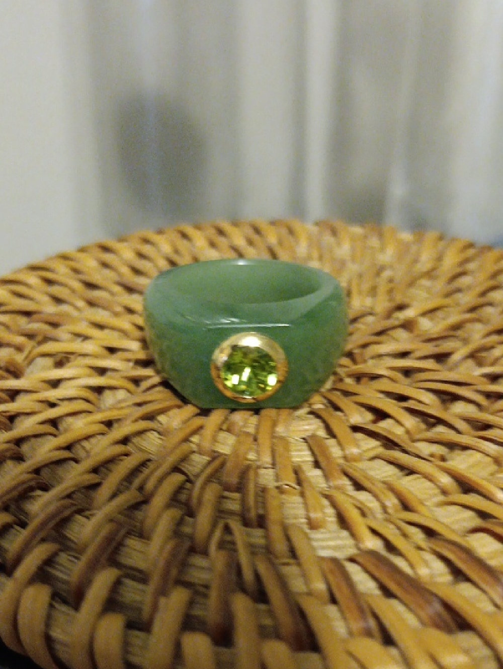 Ross-Simons 14K Gold, Jade And Peridot Ring Size 6